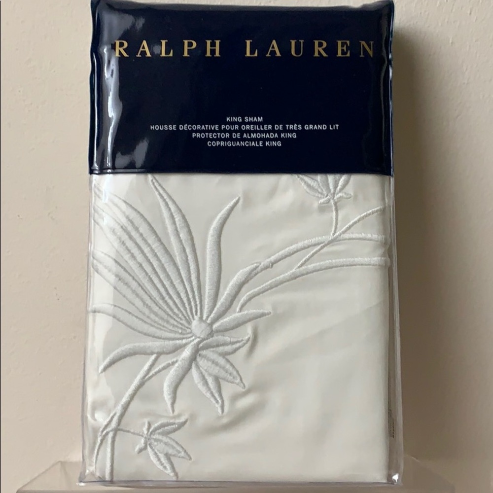 Ralph Lauren Islesboro Hillsboro Embroidered King Cream 300 TC Sham
